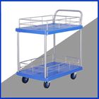 Hand Pushing Folding Storage Cart Double Layer For Warehouse / Supermarket Use