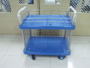 Two Tiers Folding Handle Platform Cart With Four Wheel And Wire Mesh