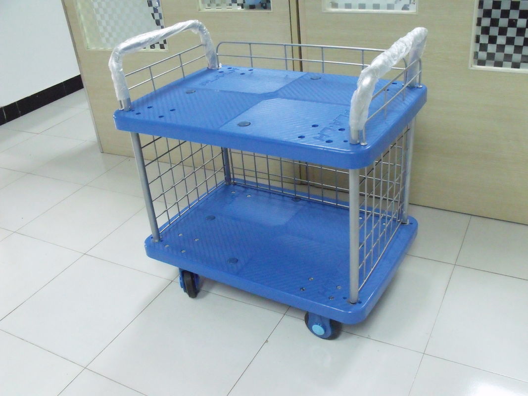 Multi Function Folding Storage Cart On Wheel With Steel Frame / Plastic Plathform